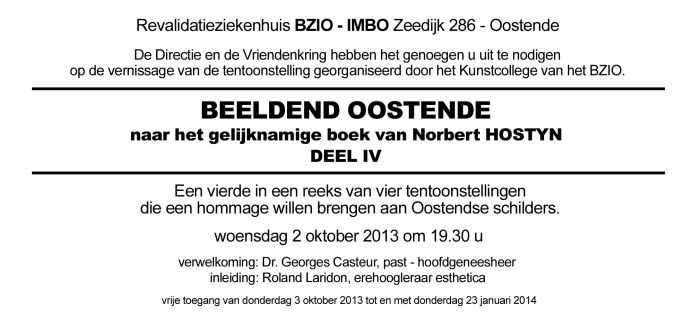 Uitnodiging BZIO Beeldend Oostende - Miriam Maes - oktober 2013